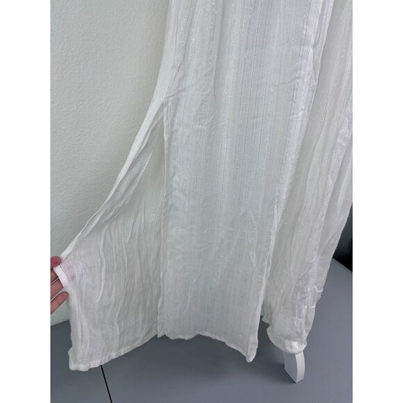 America & Beyond women's small white halter tie plunge neck cover up maxi dress - Picture 4 of 10